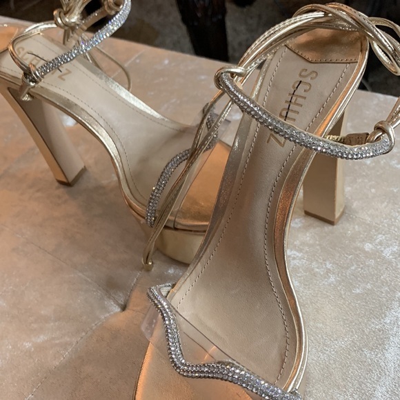 ‼️NEW $158.00 SCHUTZ Cath Crystal-Embellished Platform Sandals - Picture 9 of 12